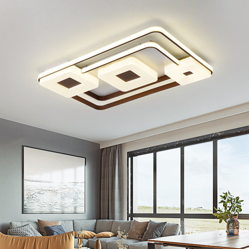 16’/19.5’/35.5’ Coffee Square/Rectangular Led Flush Mount Lamp - White Light Acrylic Ceiling