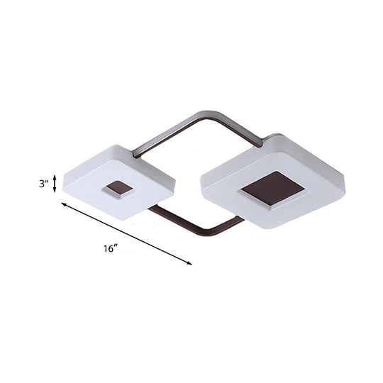 16/19.5/35.5 Coffee Square/Rectangular Led Flush Mount Lamp - White Light Acrylic Ceiling For Living