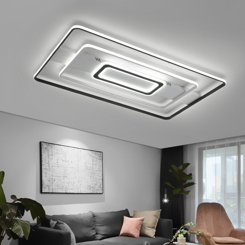 Modern Led Flush Mount Ceiling Light Fixture For Black And White Living Room - Aluminum Frame