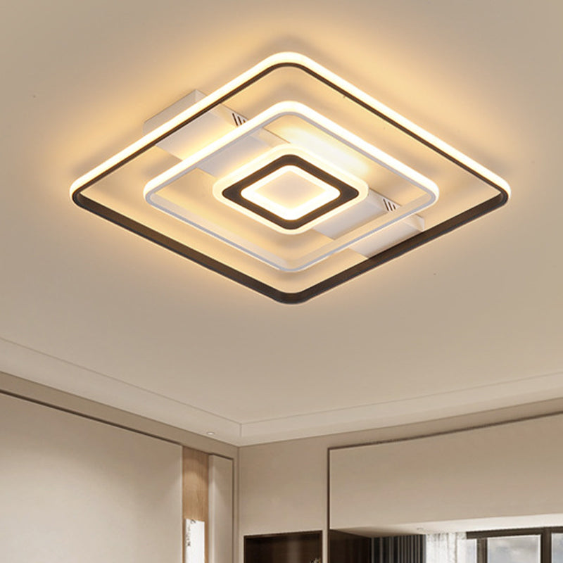Modern Led Flush Mount Ceiling Light Fixture For Black And White Living Room - Aluminum Frame