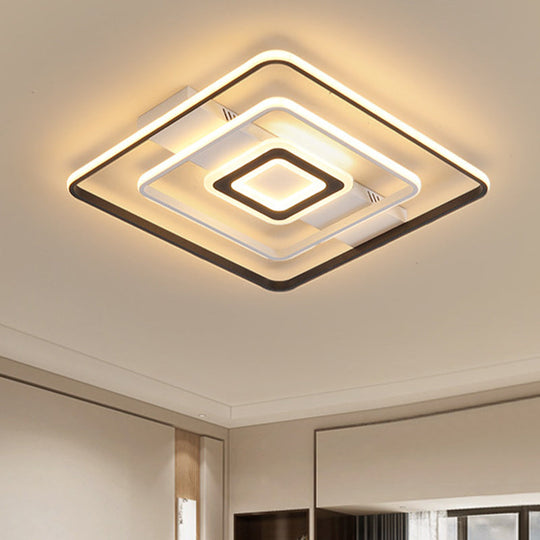 Modern Led Flush Mount Ceiling Light Fixture For Black And White Living Room - Aluminum Frame