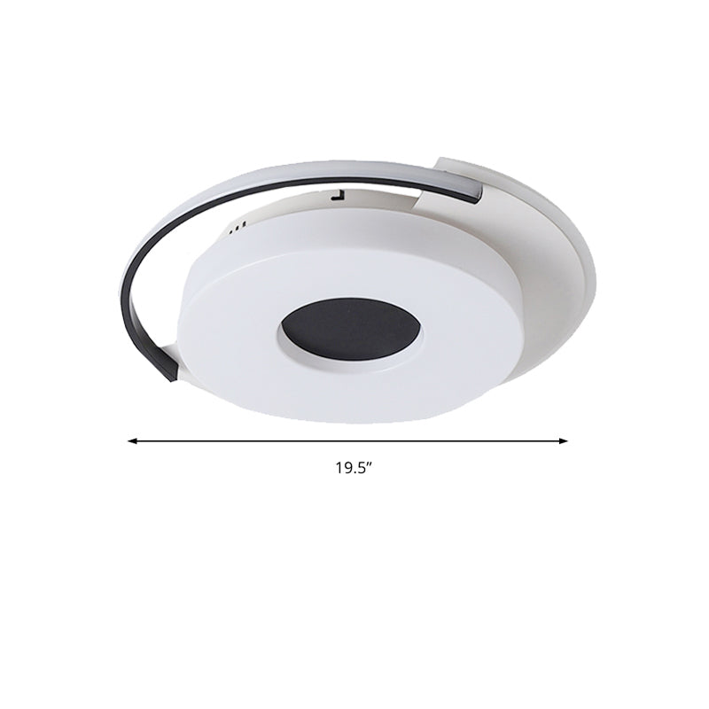 Simple Round/Square Flush Ceiling Light: 16/19.5 Wide Acrylic Shaded Black And White Fixture - Light