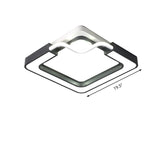 16/19.5 Contemporary Metal Led Flush Mount Lamp Black/White Square/Round Ceiling Fixture For Bedroom