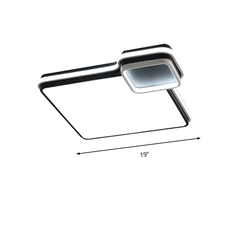 Led Bedroom Flushmount Lighting | 19’ Or 23’ Black & White Round/Square Shape Acrylic Shaded