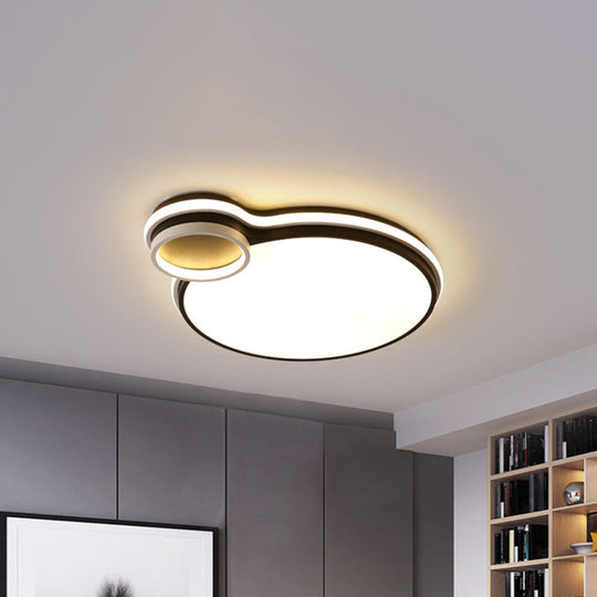Led Bedroom Flushmount Lighting | 19’ Or 23’ Black & White Round/Square Shape Acrylic Shaded