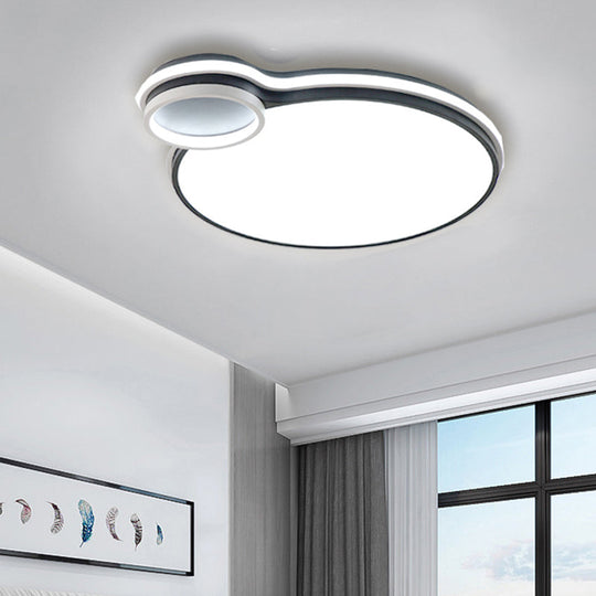 Led Bedroom Flushmount Lighting | 19’ Or 23’ Black & White Round/Square Shape Acrylic Shaded