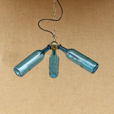 Industrial Glass Bottle Chandelier - 3-Light Hanging Ceiling Light With Pipe Design (Black/Clear)