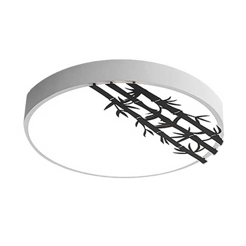 16’/19.5’ Led Flush Mount Ceiling Light Fixture Modern Iron Round Design With Bamboo Pattern