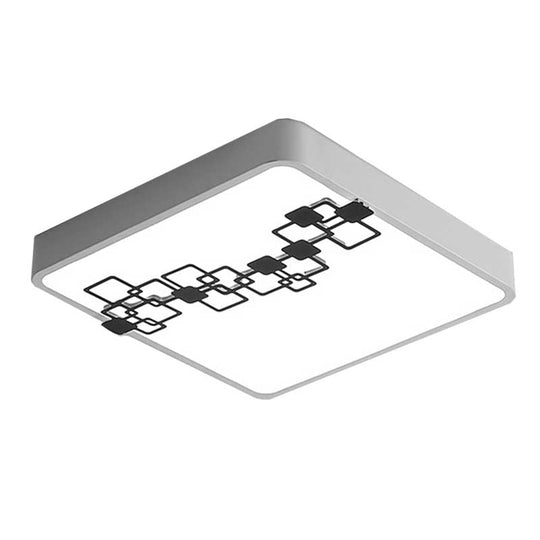 Simple Iron Led Flushmount Bedroom Light – 16’/19.5’ Round/Square Flush With Bubble Pattern White