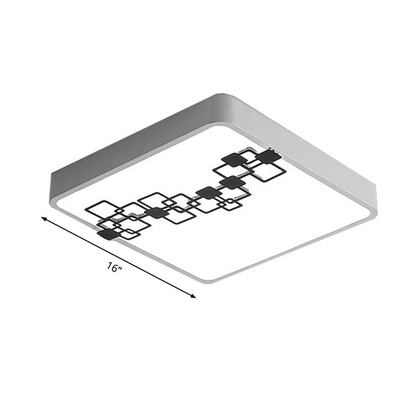 Simple Iron Led Flushmount Bedroom Light – 16’/19.5’ Round/Square Flush With Bubble Pattern White