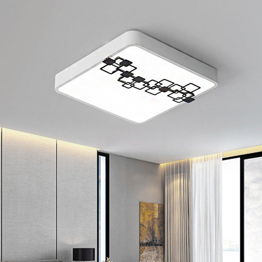 Simple Iron Led Flushmount Bedroom Light – 16’/19.5’ Round/Square Flush With Bubble Pattern