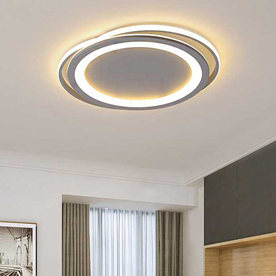 Ultra Thin 16’/19.5’ Acrylic Led Flush Ceiling Light - Grey Bedroom Mount Fixture Warm/White
