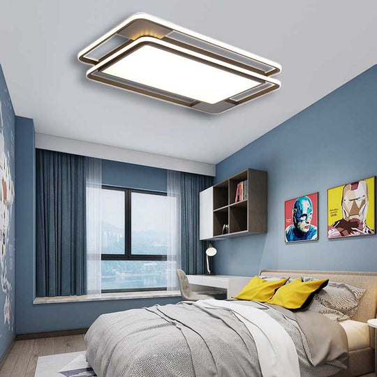 Modern Acrylic Led Flushmount Lighting - Rhombus/Rectangular Shape 16’/19.5’/35.5’ Width