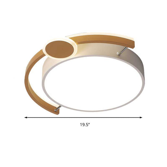 Sleek 16’/19.5’ Wide Led Flush Ceiling Light In Metallic Black/Gold For Bedroom White