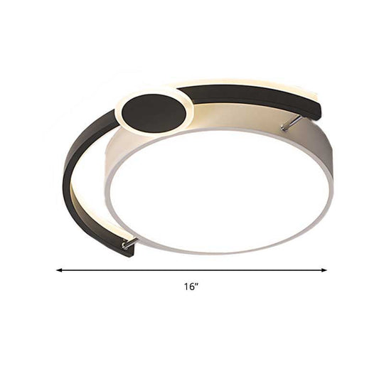 Sleek 16/19.5 Wide Led Flush Ceiling Light In Metallic Black/Gold For Bedroom White