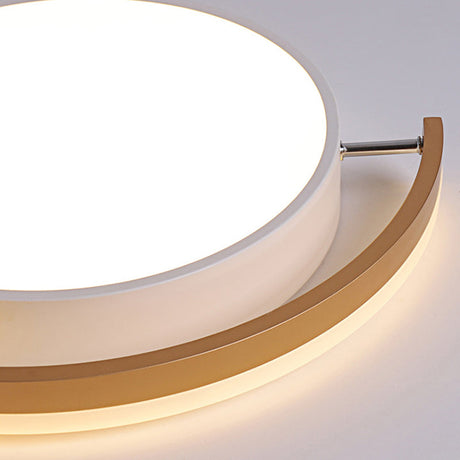 Sleek 16/19.5 Wide Led Flush Ceiling Light In Metallic Black/Gold For Bedroom White