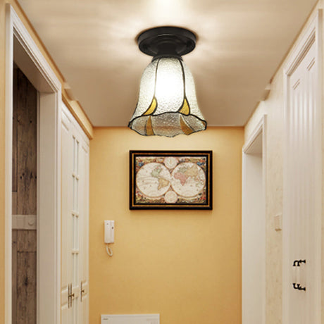 Tiffany Style Handcrafted Glass Semi Flush Mount Ceiling Light Clear