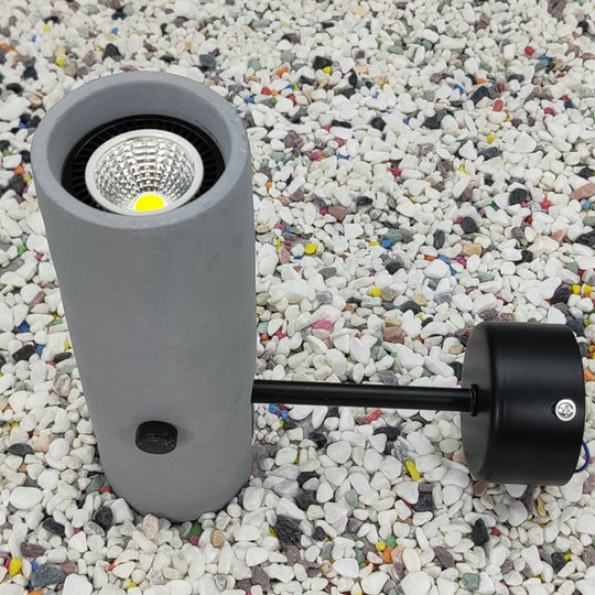 Nordic Style Grey Rotatable Wall Mounted Spotlight With Single-Bulb For Cement Cylinder Lighting