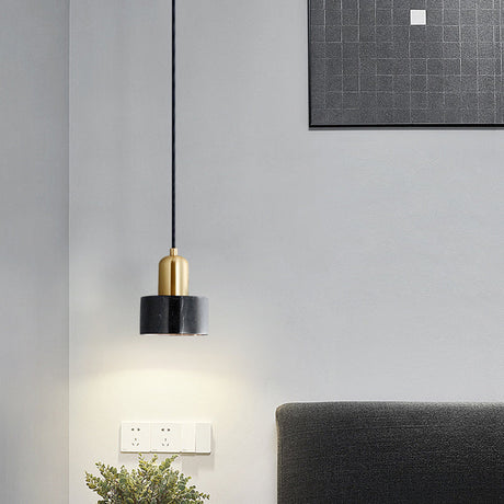 Marble Pendant Light - Round Shade Simple Suspension Fixture For Dining Room Lighting 1 / Black