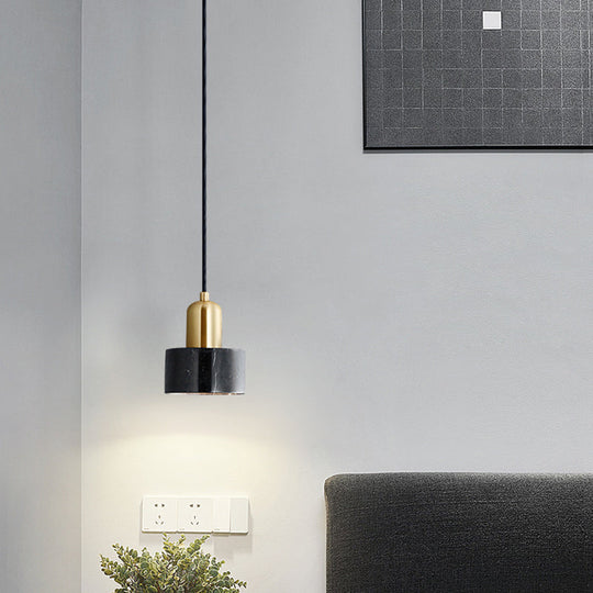 Marble Pendant Light - Round Shade Simple Suspension Fixture For Dining Room Lighting 1 / Black