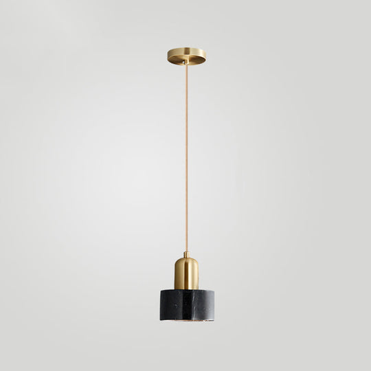 Marble Pendant Light - Round Shade Simple Suspension Fixture For Dining Room Lighting