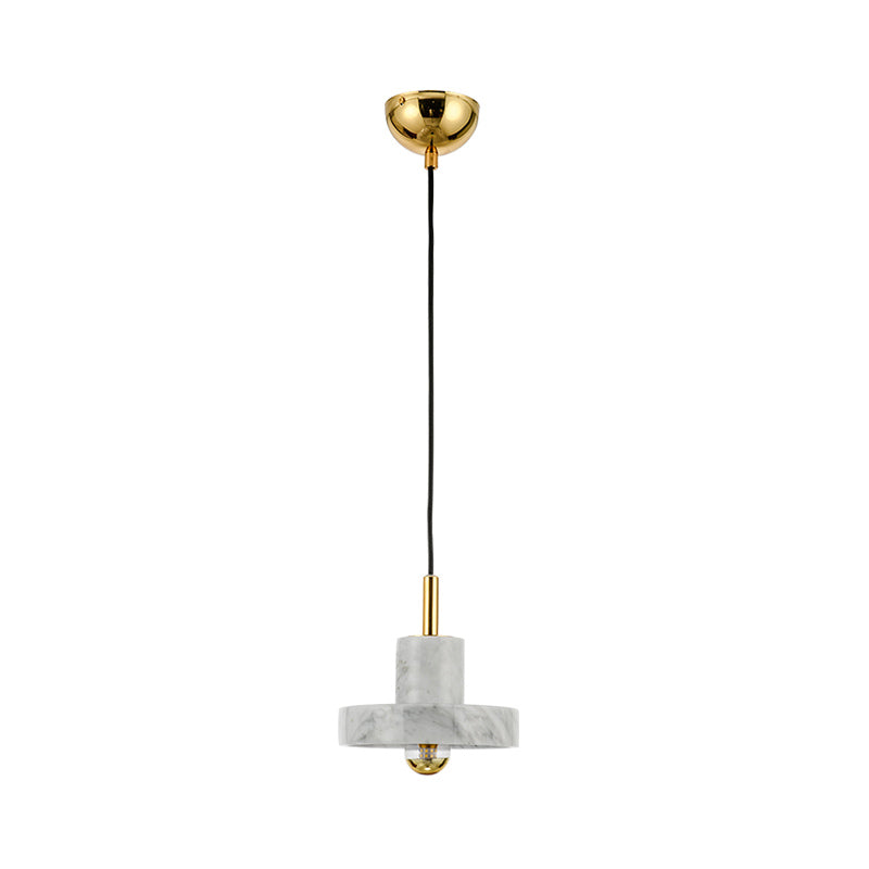 Minimalist Marble Lid Ceiling Light: Single-Bulb Hanging Lamp For Dining Room