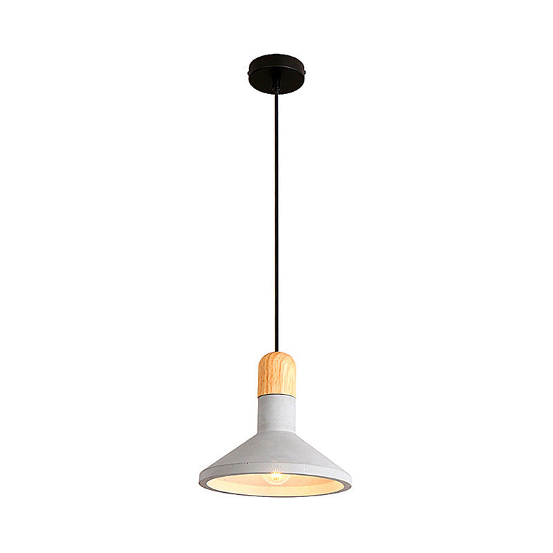 Minimalist Funnel Pendant Light In Grey - Cement Finish Perfect For Dining Room Includes 1 Bulb