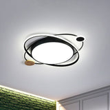 Macaron Led Orbit Flush Mount Lighting For Kids’ Bedroom Ceiling - Metallic Color