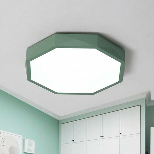 Sleek Octagon Led Flush Mount Lighting Fixture For Bedrooms Green / Small White