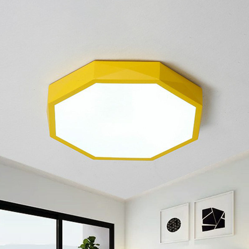 Sleek Octagon Led Flush Mount Lighting Fixture For Bedrooms Yellow / Small Warm