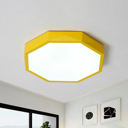 Sleek Octagon Led Flush Mount Lighting Fixture For Bedrooms Yellow / Small Warm