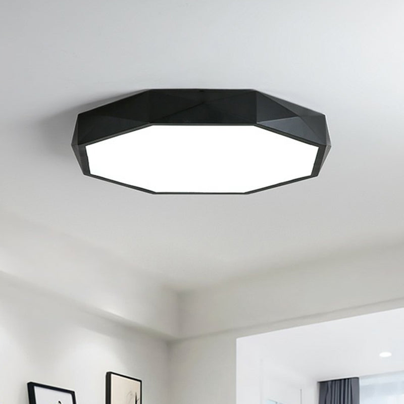 Sleek Octagonal Metallic Led Flush Mount Ceiling Light - Modern Minimalist Design For Your Bedroom