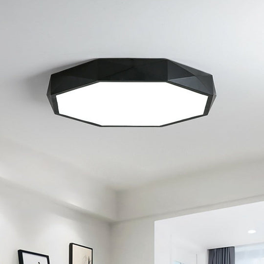 Sleek Octagonal Metallic Led Flush Mount Ceiling Light - Modern Minimalist Design For Your Bedroom
