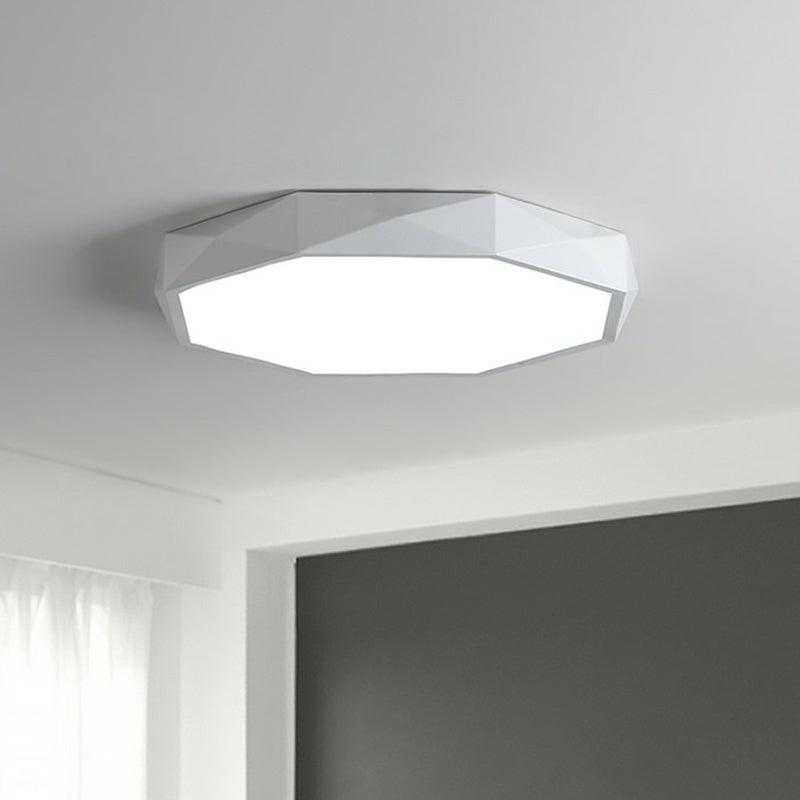 Sleek Octagonal Metallic Led Flush Mount Ceiling Light - Modern Minimalist Design For Your Bedroom