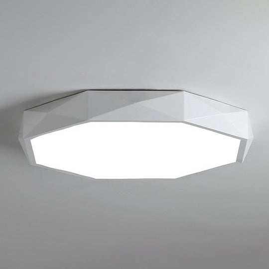 Sleek Octagonal Metallic Led Flush Mount Ceiling Light - Modern Minimalist Design For Your Bedroom