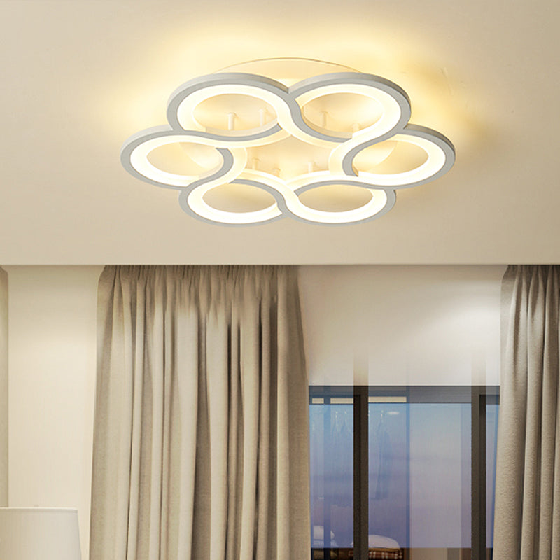 17’/21’ Contemporary Led Flush Mount Ceiling Light Fixture In Warm/White