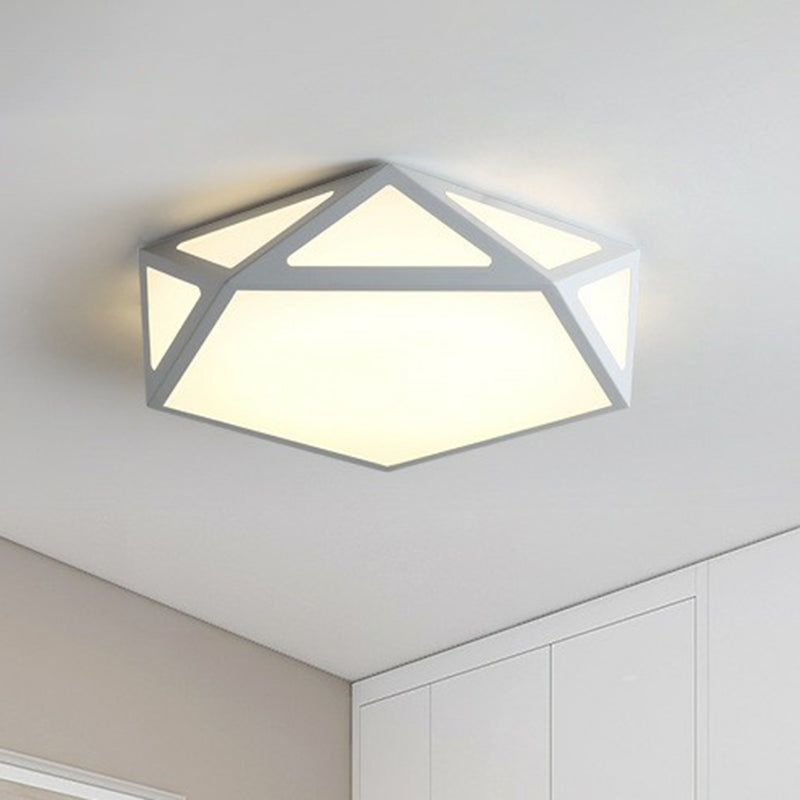 Modern Nordic Pentagon Led Flush Mount Light Fixture For Bedrooms White /