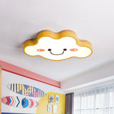 Smiling Cloud Led Flush Mount Ceiling Light - Frosted Acrylic Bedroom Lighting Fixture For Kids