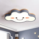 Smiling Cloud Led Flush Mount Ceiling Light - Frosted Acrylic Bedroom Lighting Fixture For Kids