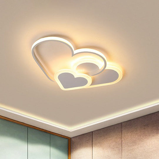 Macaron Heart Led Flush Ceiling Light: Kindergarten Light Fixture White / Small Warm
