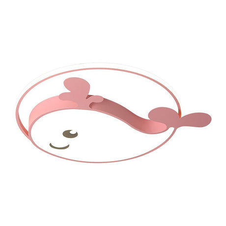 Dolphin-Shaped Led Flush Ceiling Light For Kids Bedroom In Metallic Finish