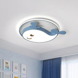 Dolphin-Shaped Led Flush Ceiling Light For Kids Bedroom In Metallic Finish