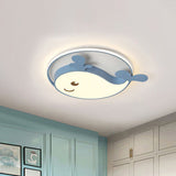 Dolphin-Shaped Led Flush Ceiling Light For Kids Bedroom In Metallic Finish