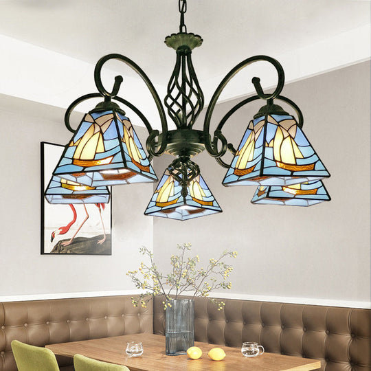 Stained Glass Chandelier Pendant For Traditional Dining Rooms 5 / Blue