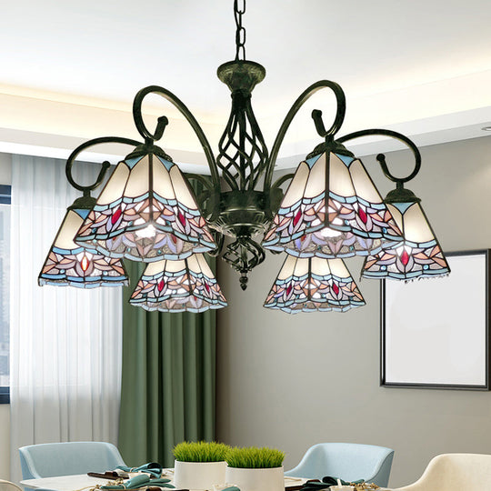 Stained Glass Chandelier Pendant For Traditional Dining Rooms 6 / White