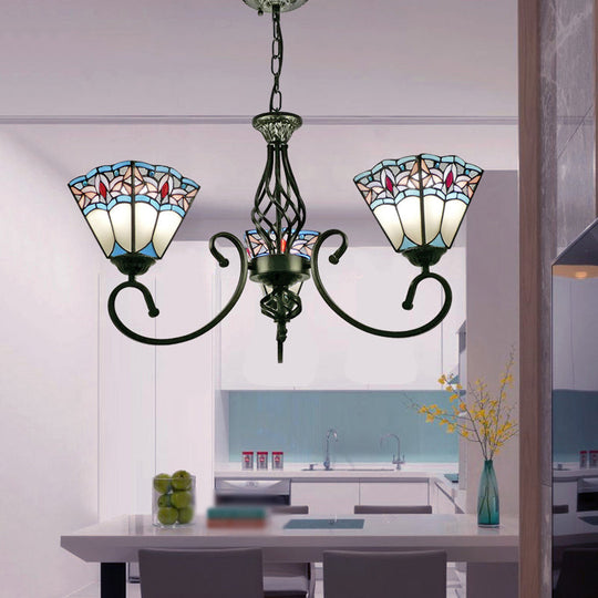 Stained Glass Chandelier Pendant For Traditional Dining Rooms 3 / White
