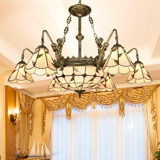 Classic Hand Cut Glass Beige Pendant Chandelier With Scalloped Edge

Note: Its Important To Include
