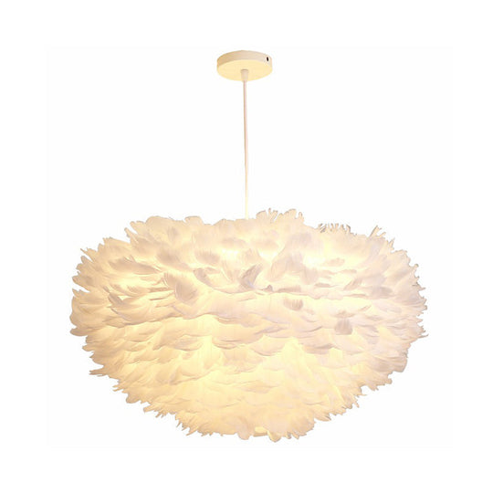 Hemispherical Feather Pendant Light - Modern Living Room Suspension Fixture