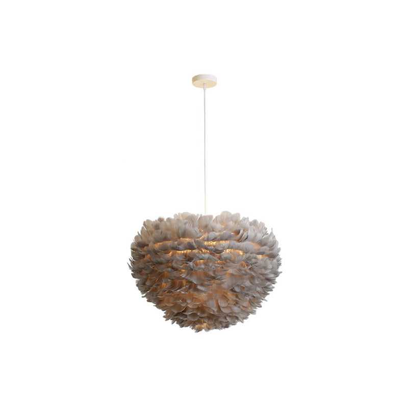 Hemispherical Feather Pendant Light - Modern Living Room Suspension Fixture Grey / 19.5