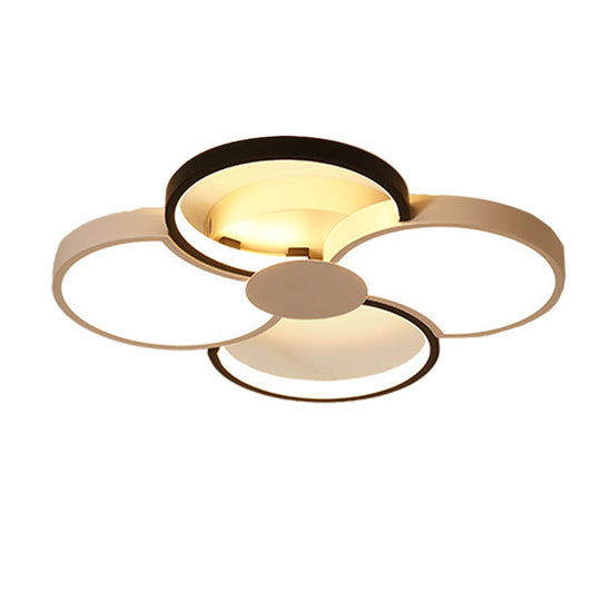 Black And White Led Flower Ceiling Light With Acrylic Shade In 3 Options 16.5’-23.5’ Wide For